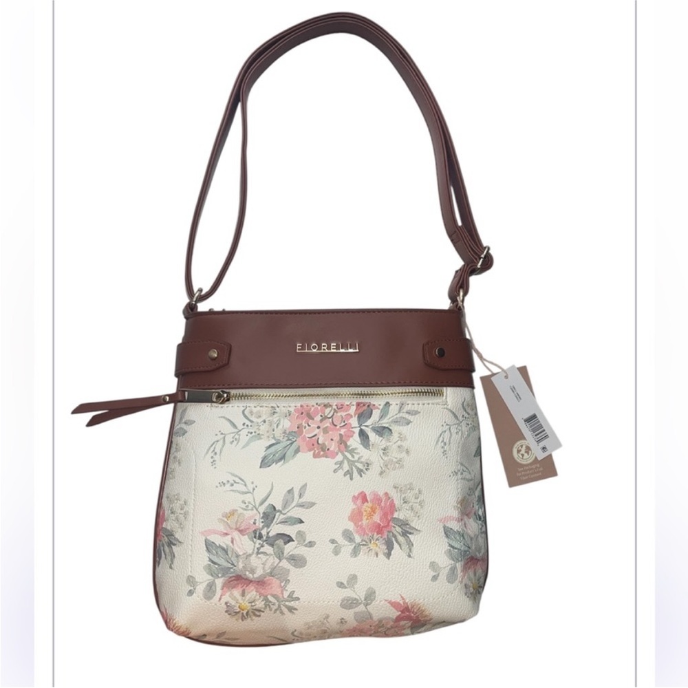FIORELLI Brown and Cream Floral Crossbody Bag
